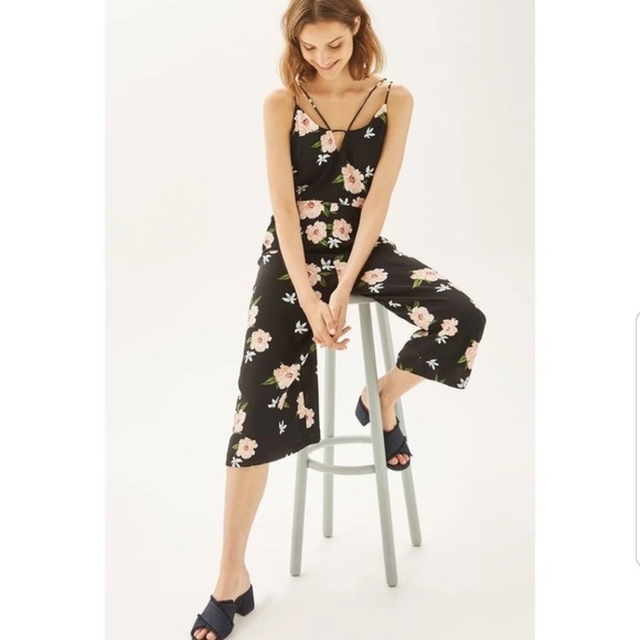 Topshop Pants - Topshop Strappy Floral Jumpsuit